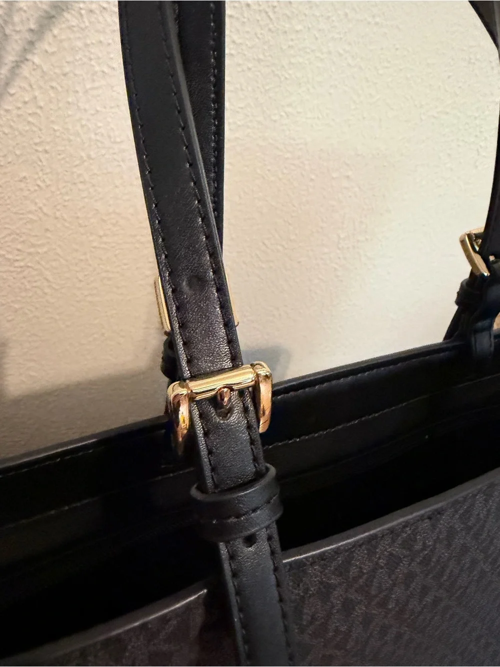 Michael Kors Jet Set Travel Bag MK Logo Double Pocket Tote with Gold Hardware
